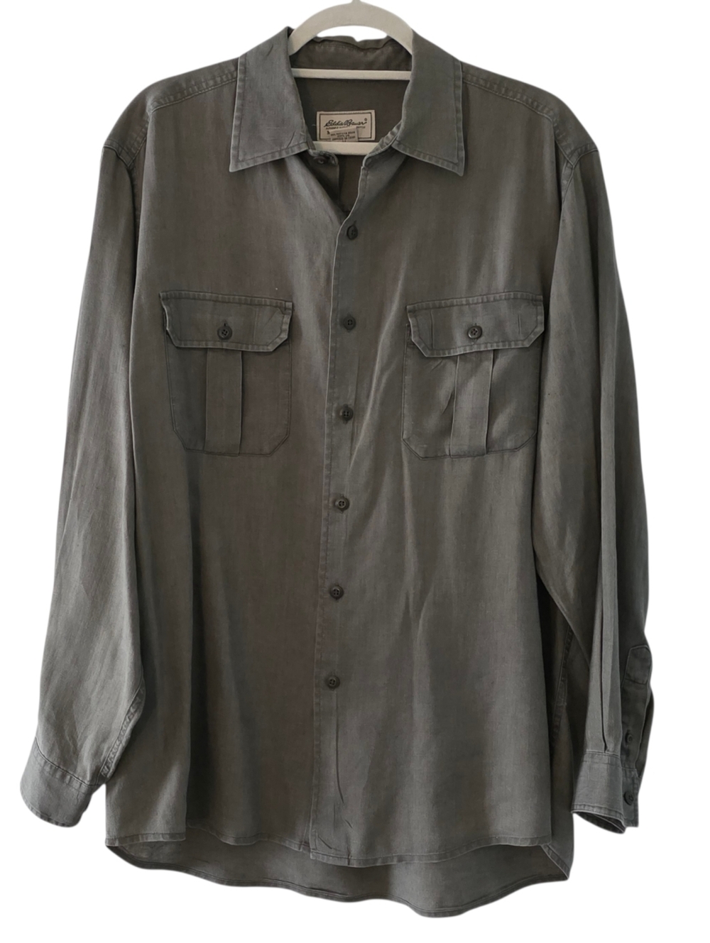 Eddie Bauer LINEN Shirt Men's  Size M Long Sleeve Button-up with Chest‎ Pockets